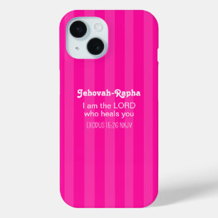 Mooie Bijbeltekst Gestreepte Roze Christelijke iPhone 15 Case