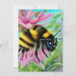 Mooie Bijen op een roze bloem Close-up Feestdagenkaart