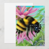 Mooie Bijen op een roze bloem Close-up Feestdagenkaart (Voorkant / Achterkant)