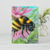 Mooie Bijen op een roze bloem Close-up Feestdagenkaart (Staand voorkant)