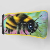 Mooie Bijen op een roze bloem Close-up Golfheadcover (Voorkant)