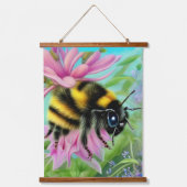 Mooie Bijen op een roze bloem Close-up Hangend Wandkleed (Voorkant)