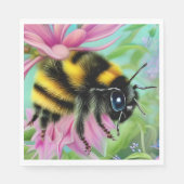 Mooie Bijen op een roze bloem Close-up Servet (Voorkant)