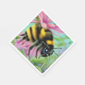 Mooie Bijen op een roze bloem Close-up Servet (Hoek)