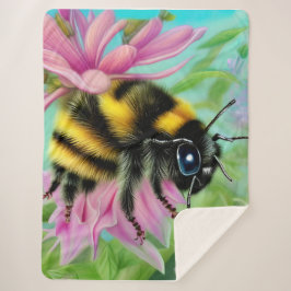 Mooie Bijen op een roze bloem Close-up Sherpa Deken