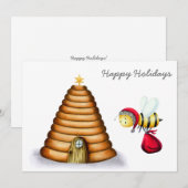 Mooie Bijenstal Prettige Feestdagen Kerstman Bij B Feestdagenkaart (Voorkant / Achterkant)