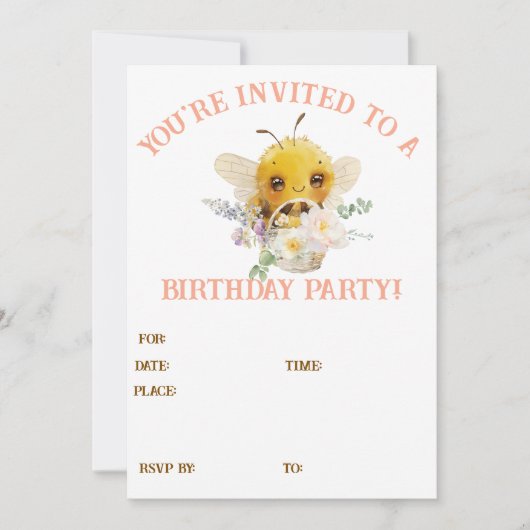 Mooie bijenuitnodiging kaart (Voorkant)