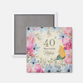 Mooie bijpassende rustieke botanische kunstwerk 40 magneet