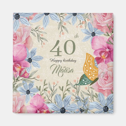 Mooie bijpassende rustieke botanische kunstwerk 40 magneet (Voorkant)