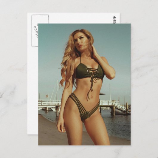 Mooie bikini-meid briefkaart (Voorkant / Achterkant)
