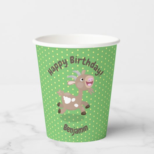 Mooie billy geit cartoon illustratie papieren bekers (Voorkant)