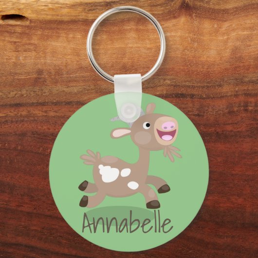 Mooie billy geit cartoon illustratie sleutelhanger (Voorkant)
