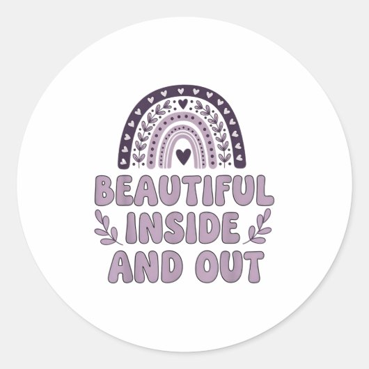 Mooie binnen en buiten Schattigee regenboog lavend Ronde Sticker (Voorkant)