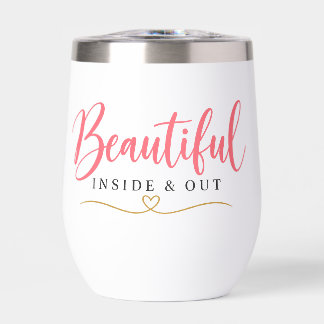 Mooie binnen- en buitenkant Roze letter tumbler