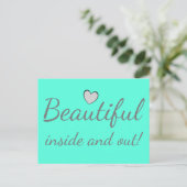 Mooie binnenkant en uit Cute Quote Turquoise Briefkaart (Staand voorkant)