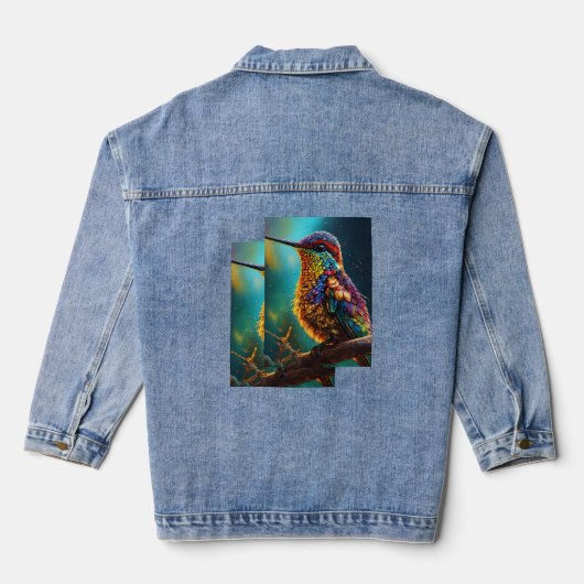 Mooie Bird Printed Denim jas Jacket (Achterkant)