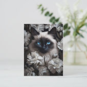 Mooie Birman kat onder witte bloemen Briefkaart (Staand voorkant)