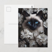 Mooie Birman kat onder witte bloemen Briefkaart (Voorkant / Achterkant)