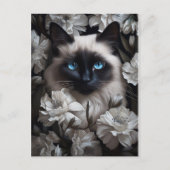 Mooie Birman kat onder witte bloemen Briefkaart (Voorkant)