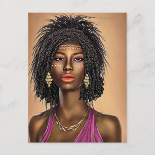 Mooie Black African Princess Woman Art Briefkaart