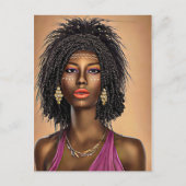 Mooie Black African Princess Woman Art Briefkaart (Voorkant)