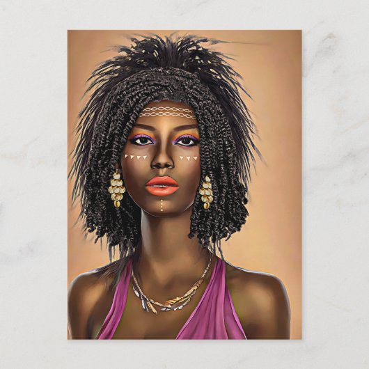 Mooie Black African Princess Woman Art Briefkaart (Voorkant)