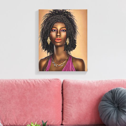 Mooie Black African Princess Woman Art Canvas Afdruk (Insitu (Woonkamer))