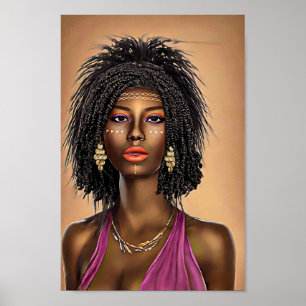 Mooie Black African Princess Woman Art Poster