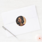 Mooie Black African Princess Woman Art Ronde Sticker (Envelop)