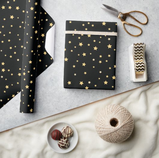 Mooie Black- en Gold Starry Sky Star-pattern Cadeaupapier (Crafts)
