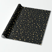 Mooie Black- en Gold Starry Sky Star-pattern Cadeaupapier (Uitgerold)