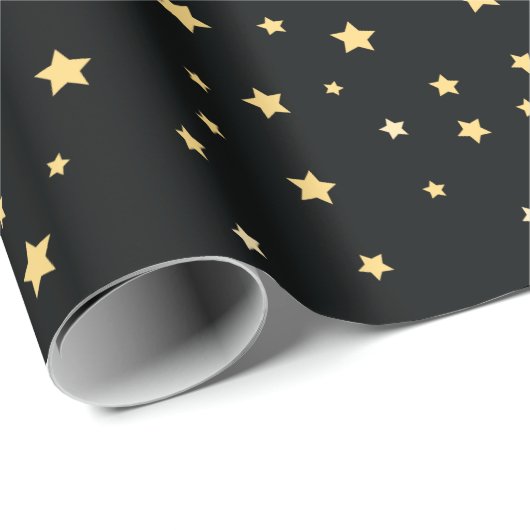 Mooie Black- en Gold Starry Sky Star-pattern Cadeaupapier (Rol Hoek)