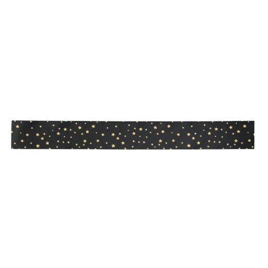Mooie Black- en Gold Starry Sky Star-pattern Satijnen Lint (Voorkant)