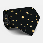 Mooie Black- en Gold Starry Sky Star-pattern Stropdas (Opgerold)