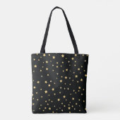Mooie Black- en Gold Starry Sky Star-pattern Tote Bag (Achterkant)