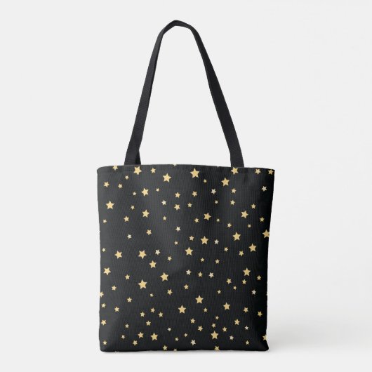 Mooie Black- en Gold Starry Sky Star-pattern Tote Bag (Achterkant)