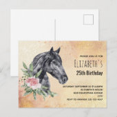 Mooie Black Horse Head Waterverf Verjaardag Uitnodiging Briefkaart (Voorkant / Achterkant)