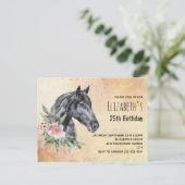 Mooie Black Horse Head Waterverf Verjaardag Uitnodiging Briefkaart (Staand voorkant)