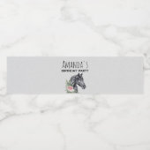 Mooie Black Horse Head Waterverf Verjaardag Waterfles Etiket (Enkel label)