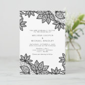 Mooie Black Lace bruiloft met QR Code RSVP Kaart (Staand voorkant)