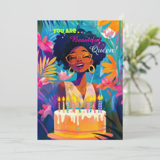 Mooie Black Queen Verjaardag Kaart (Staand voorkant)