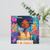 Mooie Black Queen verjaardagsfeestje uitnodiging (Staand voorkant)