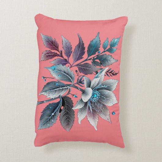 Mooie bladeren en bloemen accent kussen (Achterkant (Verticaal))