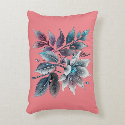 Mooie bladeren en bloemen accent kussen (Voorkant(Verticaal))