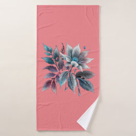 Mooie bladeren en bloemen badhanddoek