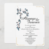 Mooie bladeren met gouden rand trouwkaart kaart (Voorkant / Achterkant)