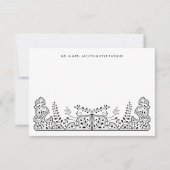 Mooie bladeren zwart en wit henna bruiloft notitiekaartje (Voorkant)