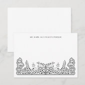 Mooie bladeren zwart en wit henna bruiloft notitiekaartje (Voorkant / Achterkant)