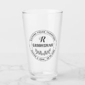 Mooie bladkrans Monogram Groomsman Glas (Voorkant)