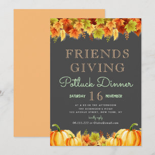 Mooie bladverzorging thanksgiving potluck dinerfee kaart